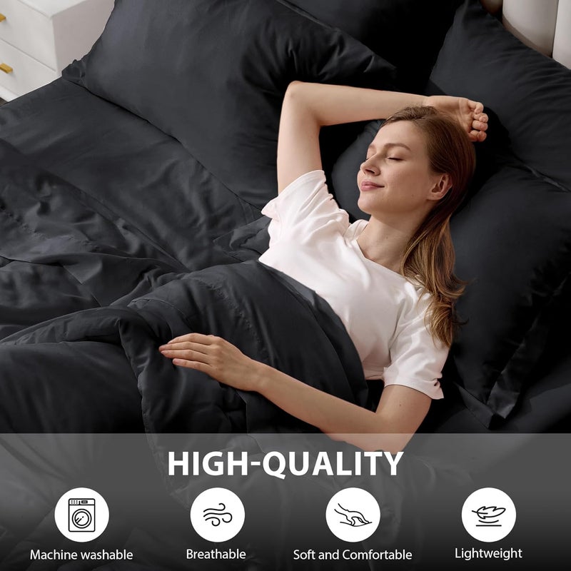 Velorose Twin Comforter Set Black - Bed in a Bag Twin Size 5 Pieces, Soft Bedding Set for All Seasons, Premium College Dorm Comforter Set with Comforter, 1 Sheet, 1 Pillowcase & 1 Sham - Image 4